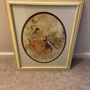 Vintage Home Interiors Framed watercolor Bird Art Print